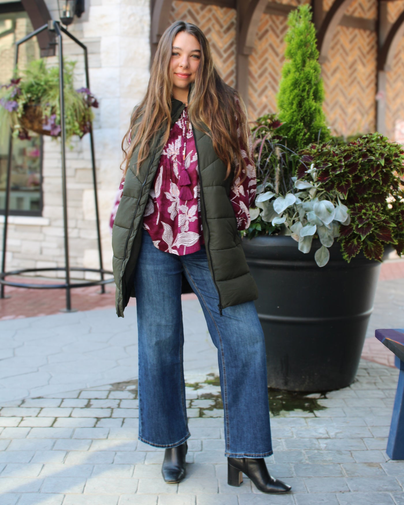 Plumwine Lace Up Blouse