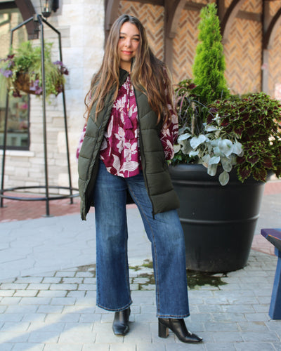 Plumwine Lace Up Blouse
