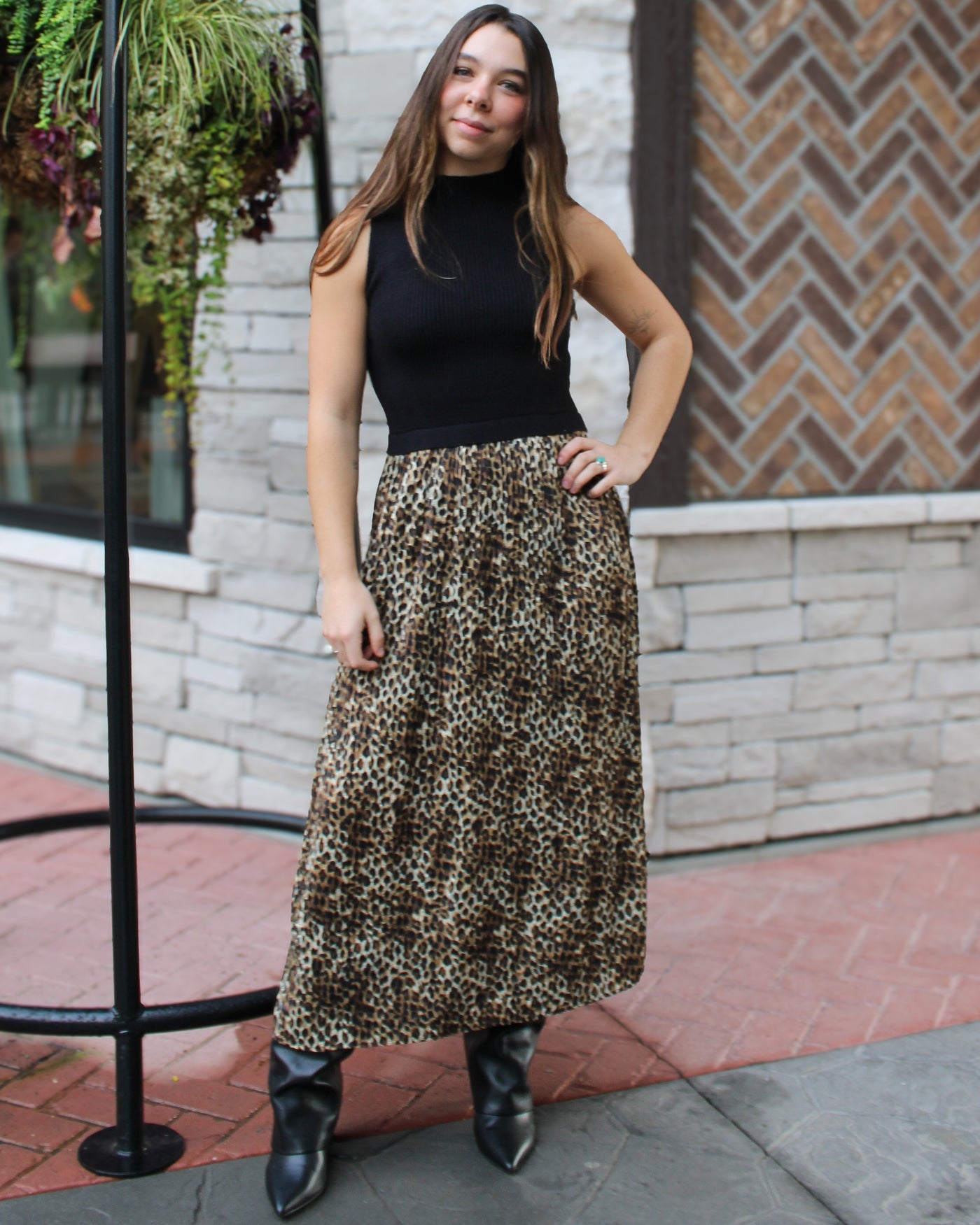 Sleeveless Mixed Media Maxi Dress