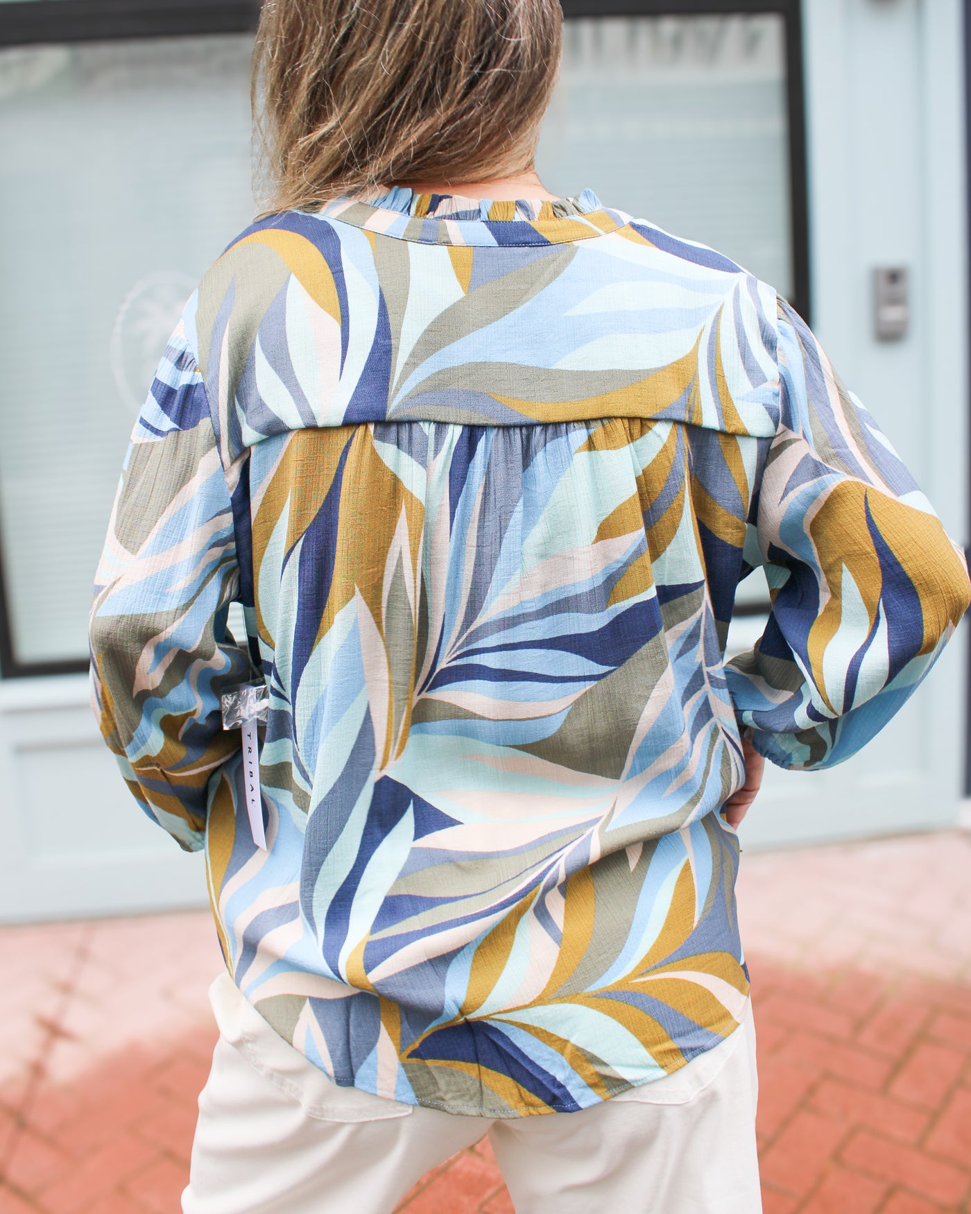 Moss Button Front Blouse