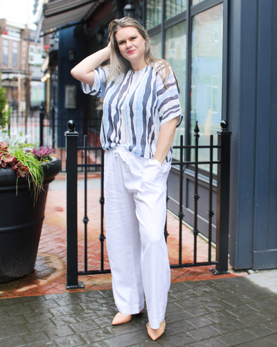 Tie Waist Linen Wide Leg Pant