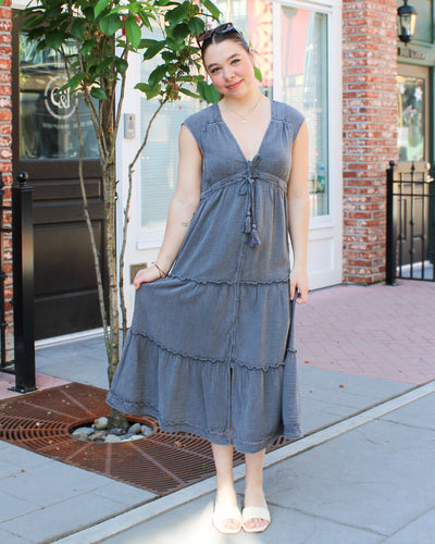 Macbeth Plunge Neckline Tiered Dress
