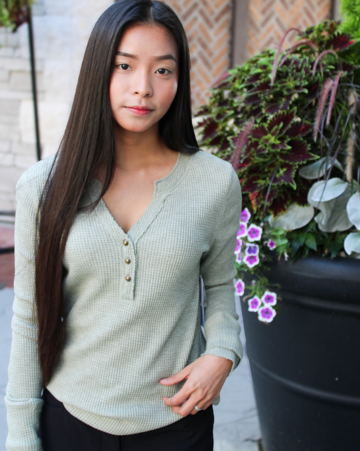 Henley Top with Buttons