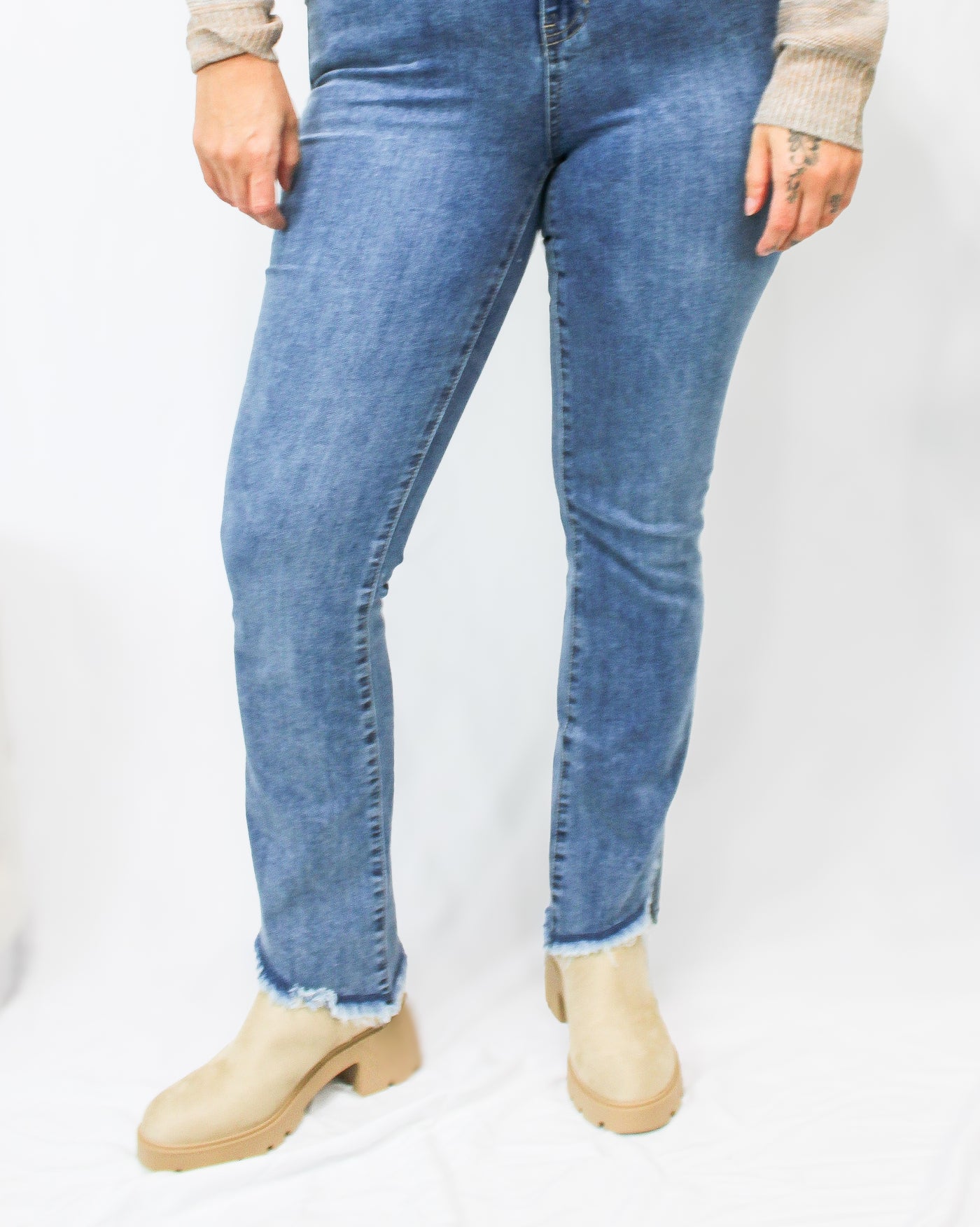 Asymmetrical Hem Bootcut Pant