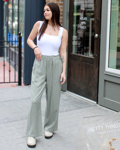 Pull On Button Hem Pant