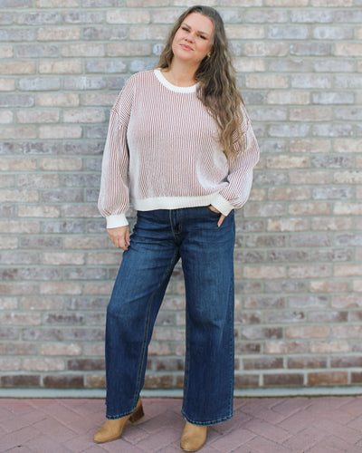 Crew Neck Sweater with Side Slits