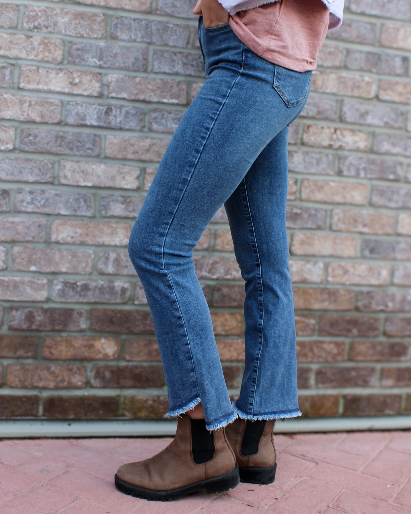 Asymmetrical Hem Bootcut Denim