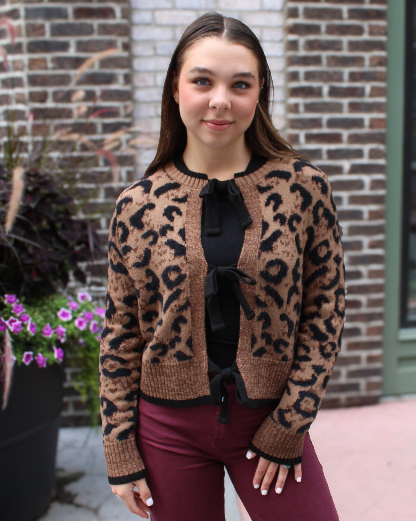 Bow Tie Leopard Cardigan