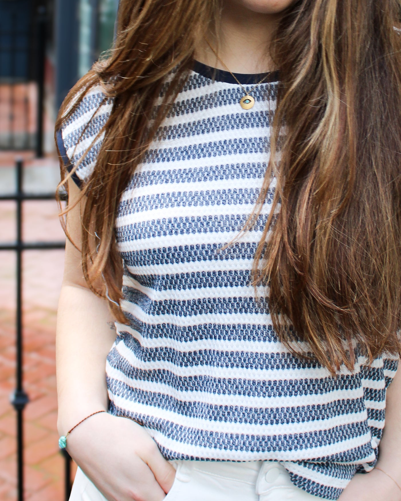 Honeycomb Soft Knit Top with Back Buttons