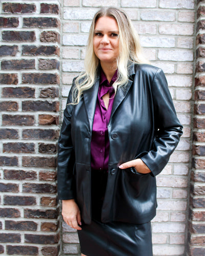 Lined Leather Blazer