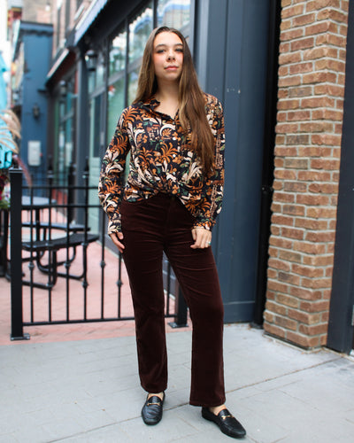 Twist Front Button Up Blouse
