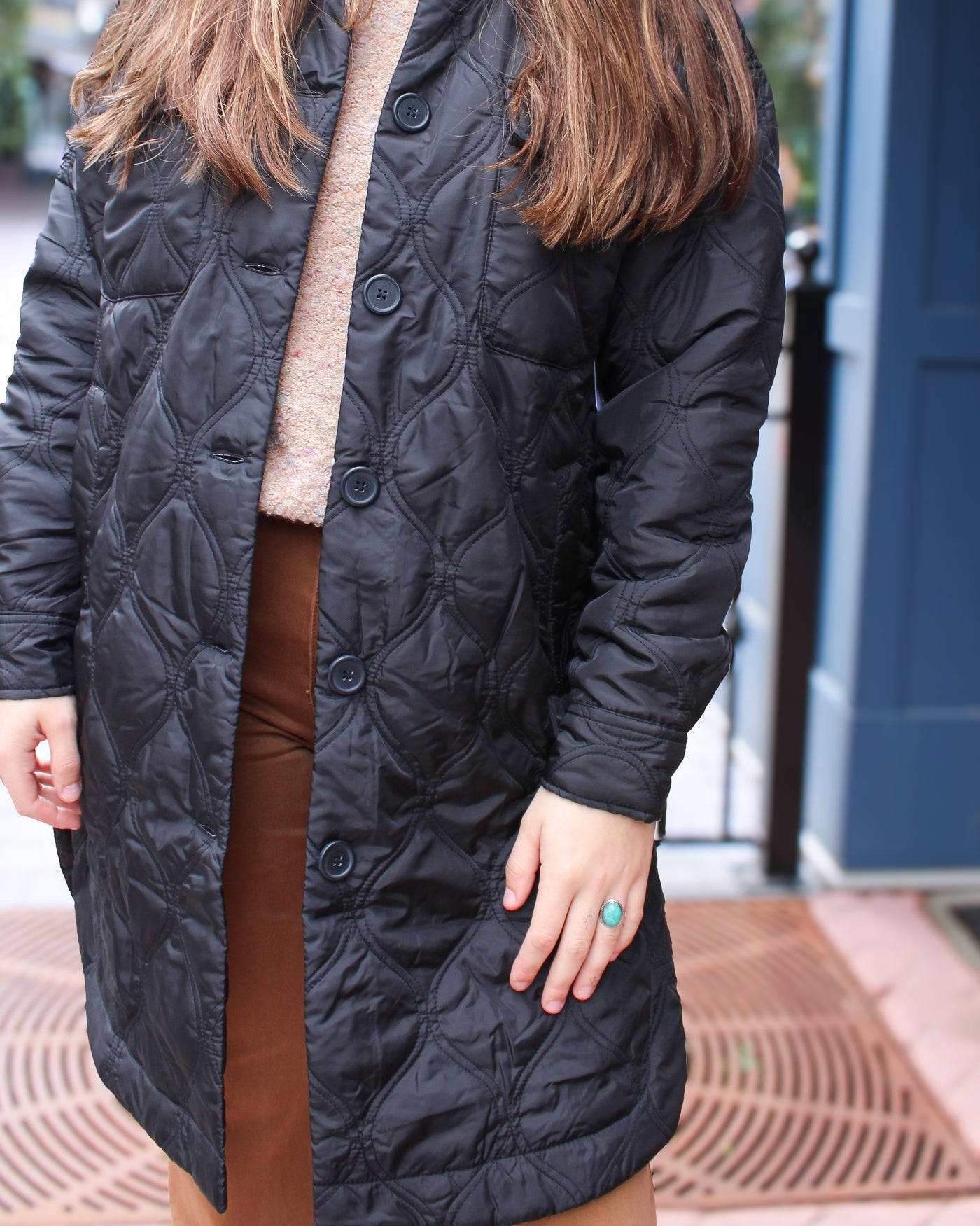 Quilted Long Button UpJacket