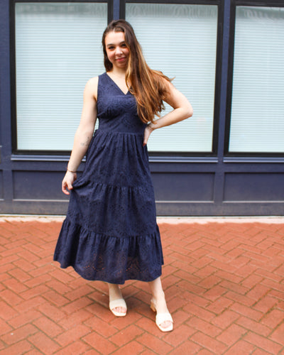 Long Eyelet Lined Dress