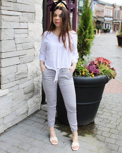 Dolman Roll Up Sleeve Linen Top