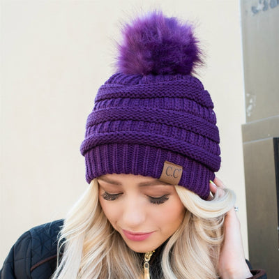 Cable Knit Pom Beanie