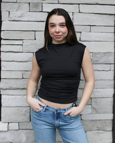 Yve Mock Neck Ruched Tank