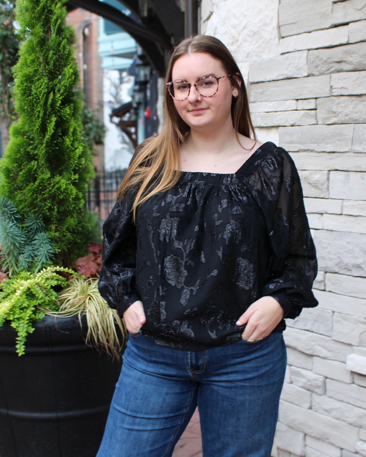 Lined Square Neck Blouse