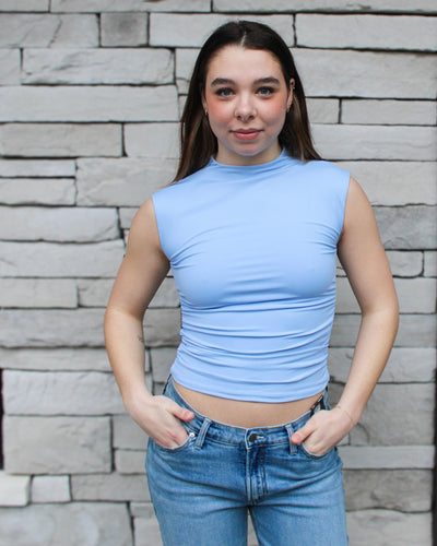 Yve Mock Neck Ruched Tank