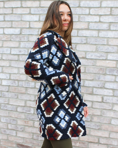 Plushy Knit Button Front Coat