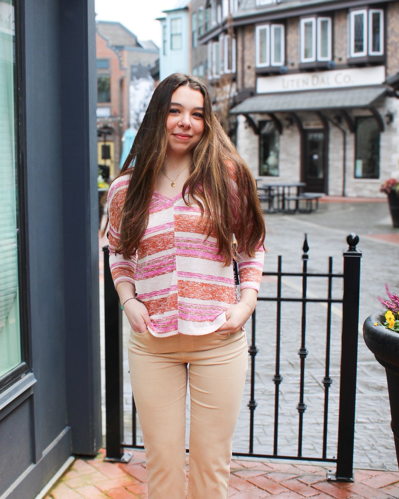 Combo Print Crew Neck Top