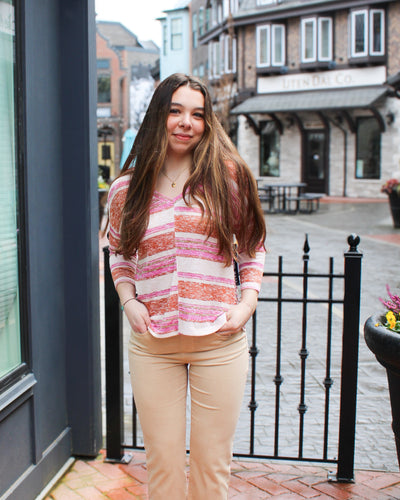 Combo Print Crew Neck Top