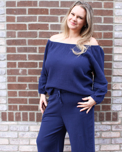 Cotton Wide Leg Pant with Slit