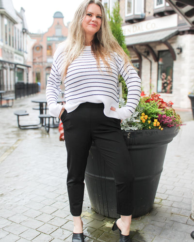 Pull On Compression Knit Ankle Pant