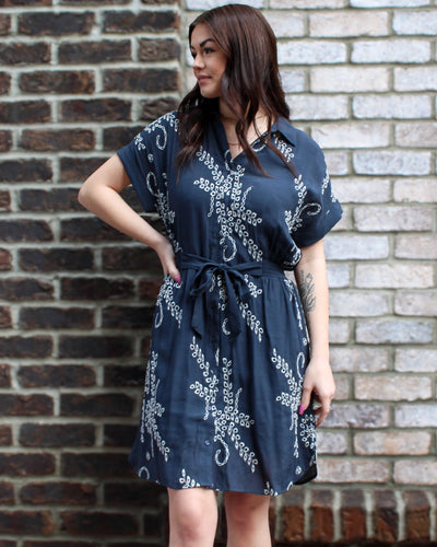 Button Front Belted Dress