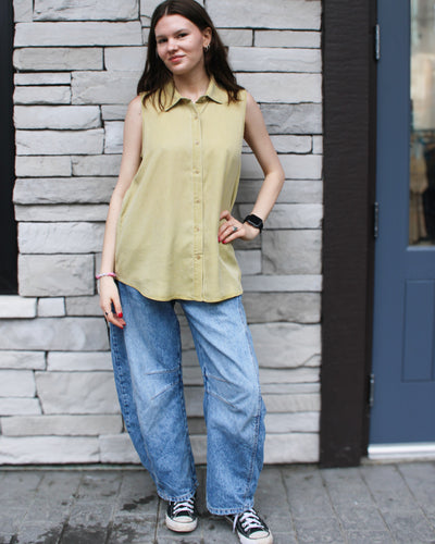 Starfruit Flowy Sleeveless Button Up Shirt