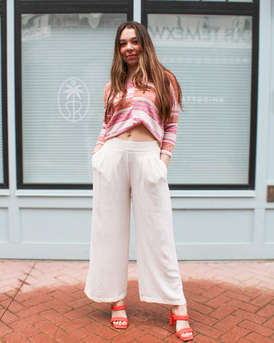 Combo Print Crew Neck Top