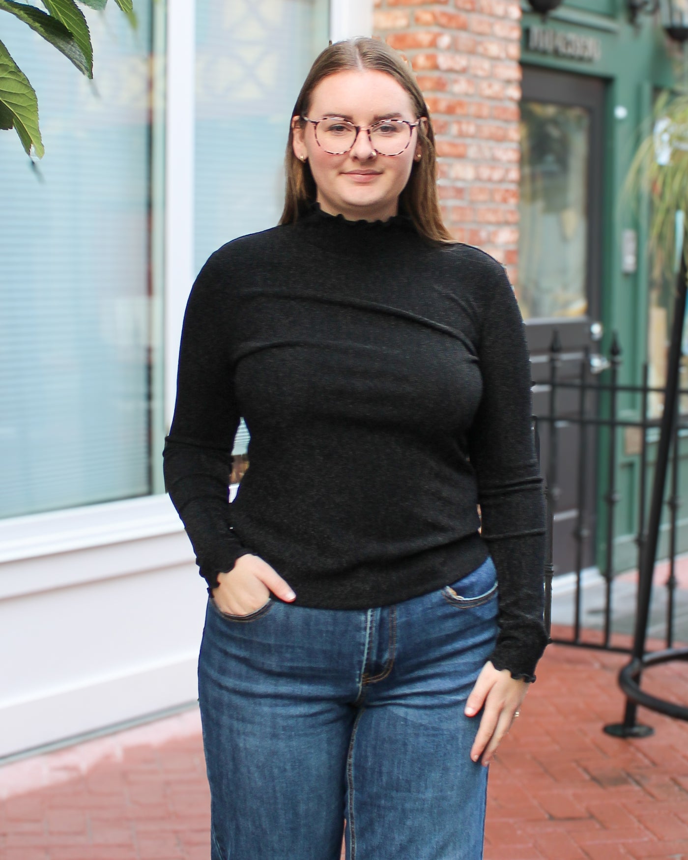 Merrow Edge Mock Neck Top