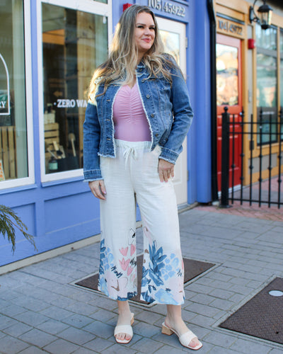 Printed Linen Drawstring Pant