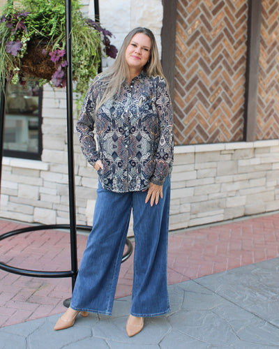 Paisley Button Up Blouse