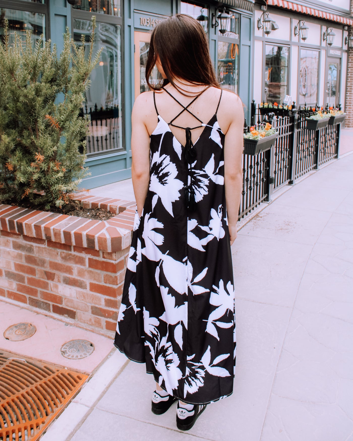 Lined Lace Up Maxi Dress