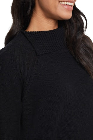 Split Neck Sweater with Sleeve Detail