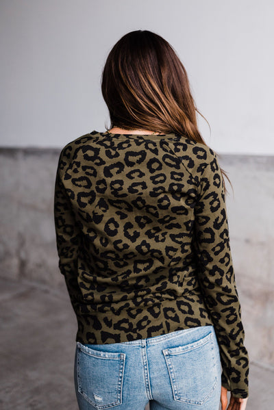 Olive Leopard Side Zip Pullover by Ampersand Ave